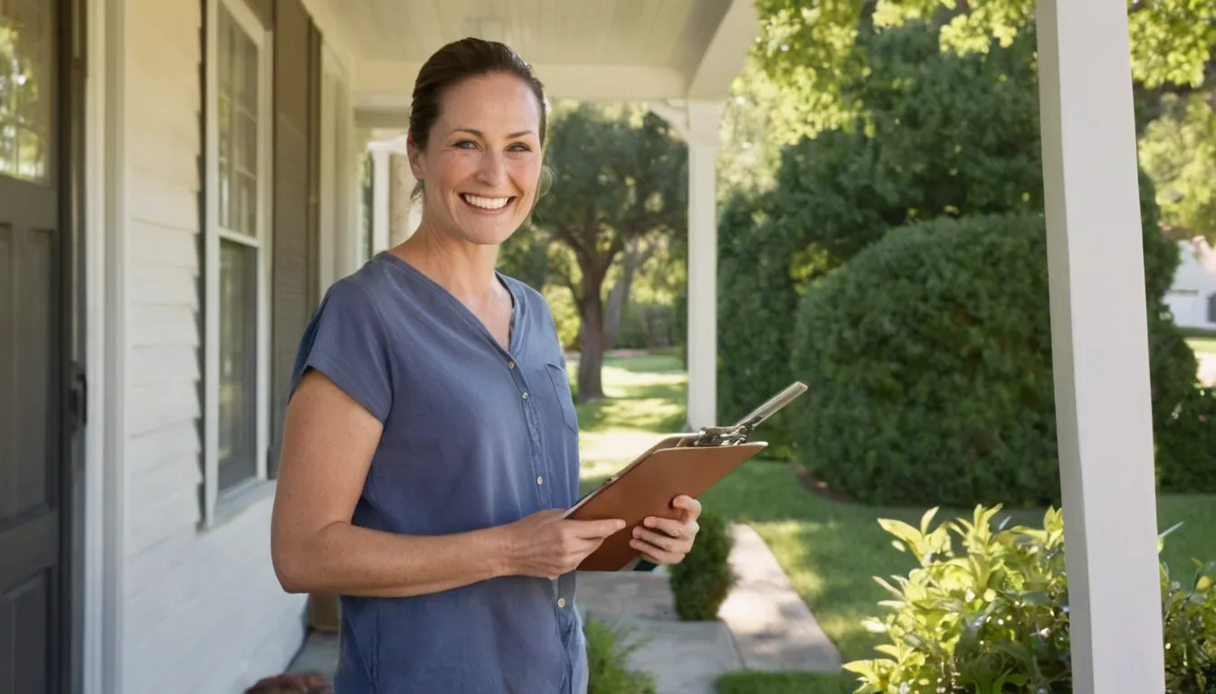 A homeowner reviewing a written tree quote with a local provider